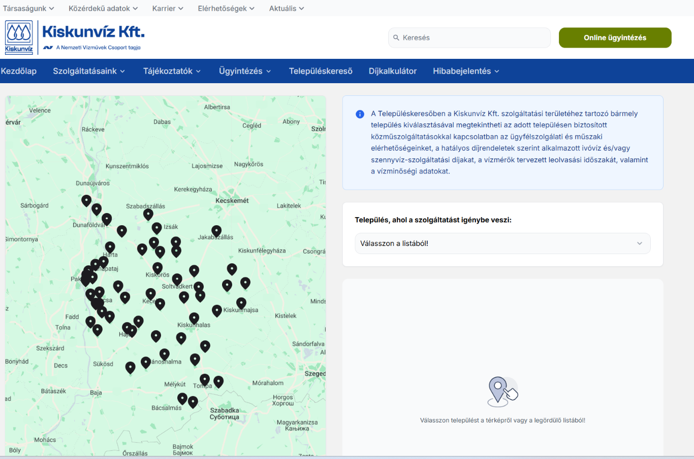 Ellátási terület térképe